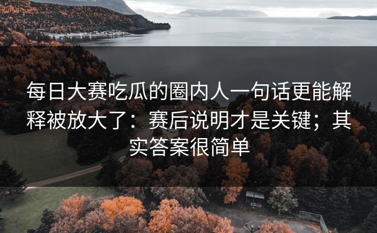 每日大赛吃瓜的圈内人一句话更能解释被放大了：赛后说明才是关键；其实答案很简单