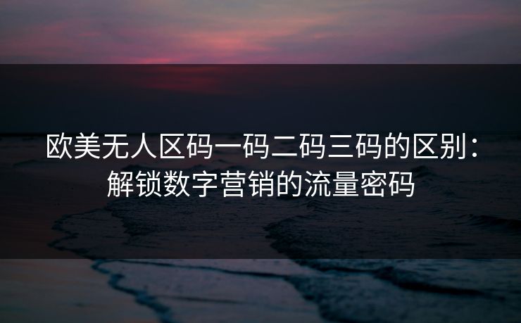 欧美无人区码一码二码三码的区别：解锁数字营销的流量密码