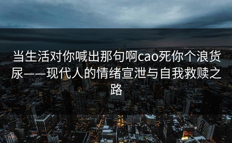 当生活对你喊出那句啊cao死你个浪货尿——现代人的情绪宣泄与自我救赎之路