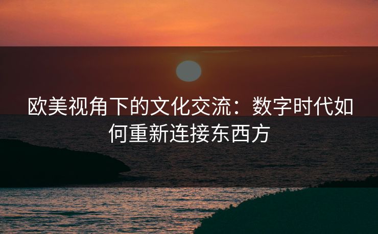 欧美视角下的文化交流：数字时代如何重新连接东西方